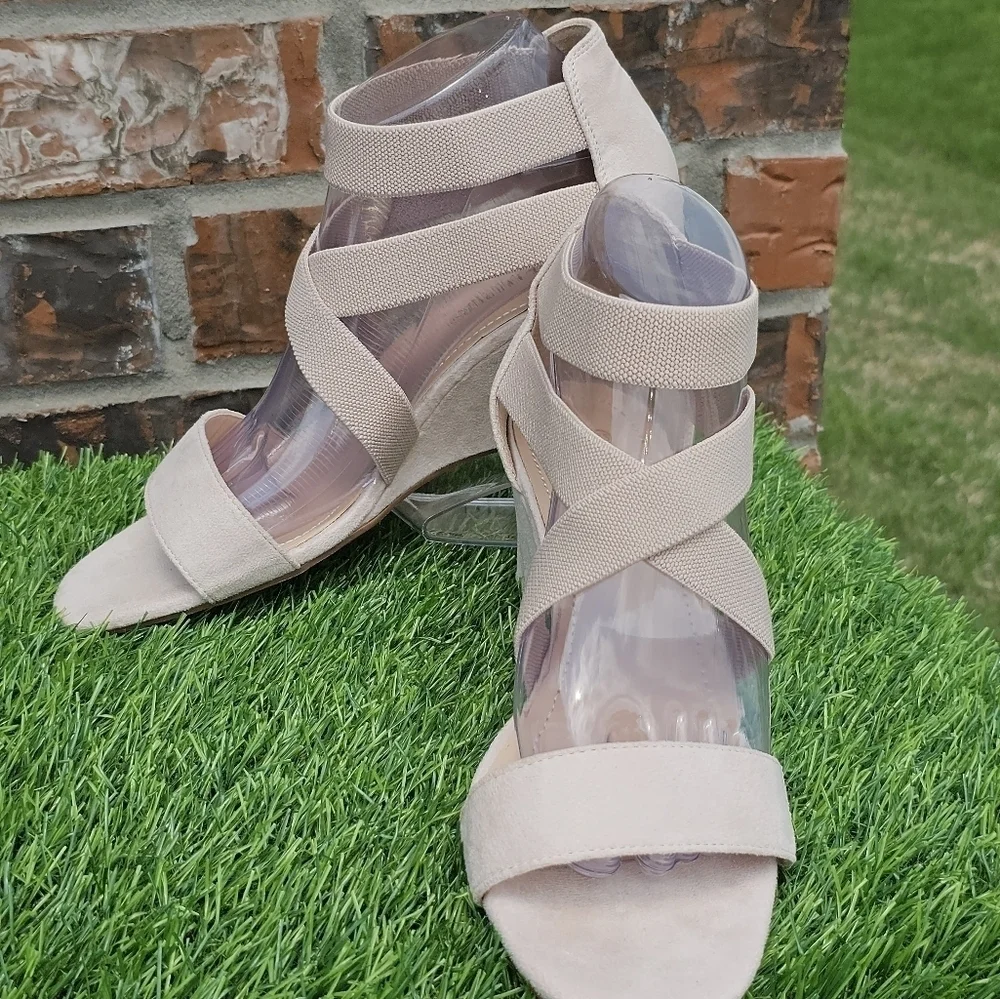 Dream Pairs Tan Open Toe Platform Wedge Sandals Women's Size 8.5 - Picture 3 of 8